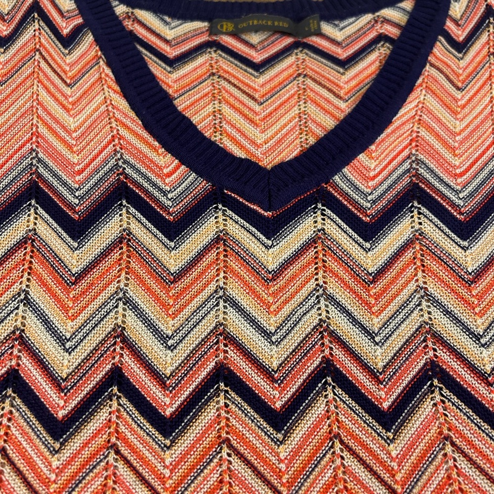 VTG 90s OUTBACK RED The Limited Chevron Knit Sweater L Metallic Retro Navy Ornge - Picture 8 of 13